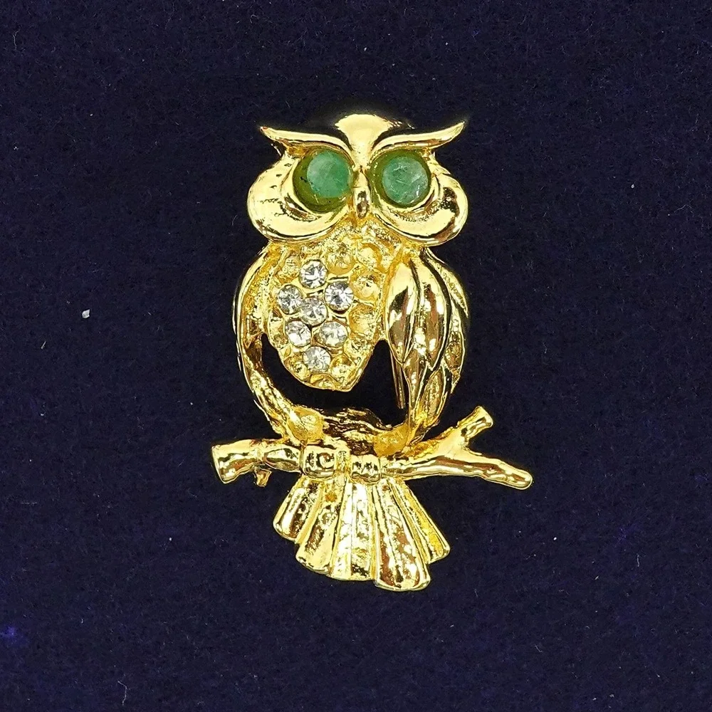 Vintage Owl‎ Brooch Lot Rhinestone Figural Novelty Animal 3pc